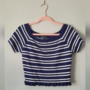 Lulu's Navy and White Striped Crop Top